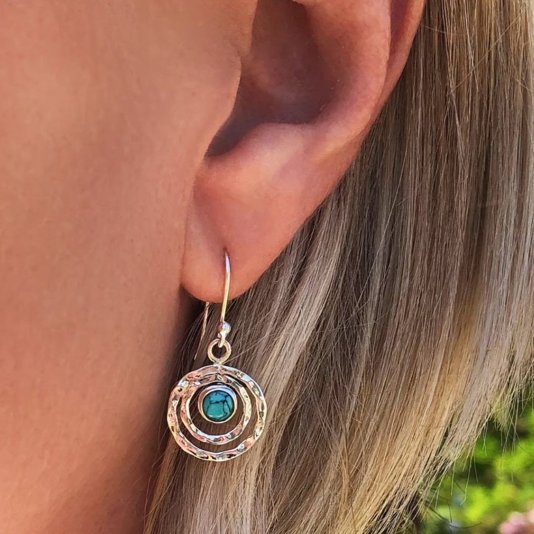 Boho tirkīza auskari Saturno