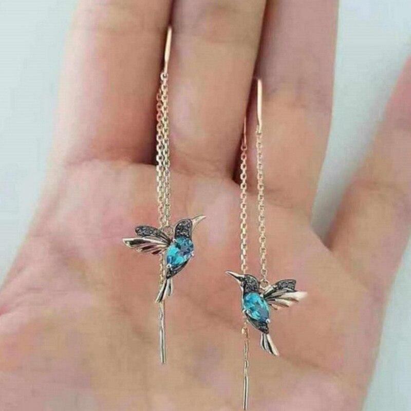 Emaljas un cirkonītu kolibri auskari
